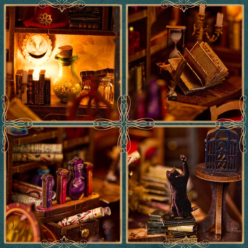 Fimeetoy Book Nook Kits for Adults  Miniature House Dollhouse Kit for Teens  DIY Crafts for Adults  Bookshelf Decor Garden House with LED Light  Gifts for Family and Friends - Image 4